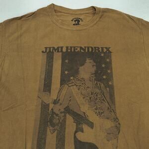 Jimi Hendrix Band Crew Neck Short Sleeve Graphic T Shirt Mens Size M Brown